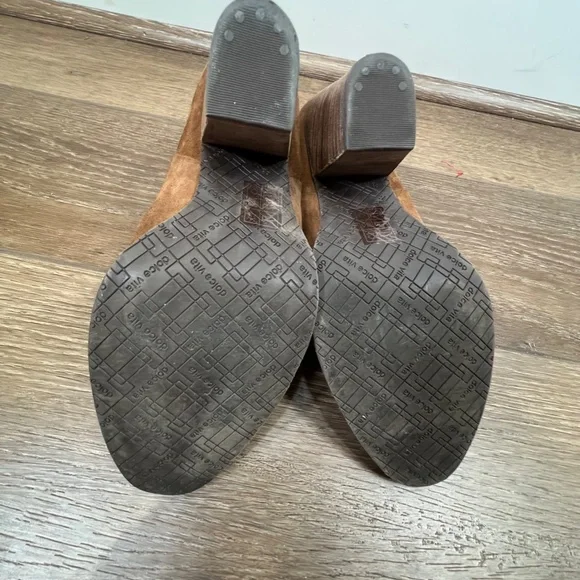 Dolce Vita Helms Mule Rustic Suede Booties, Stacked Block Heel Almond Toe Sz 9 - Picture 7 of 8